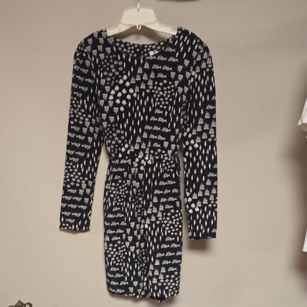 Zara Monochrome Patterned Long Sleeve Dress